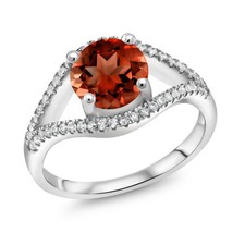 2.10 Ct Round Red Garnet 925 Sterling Silver Ring