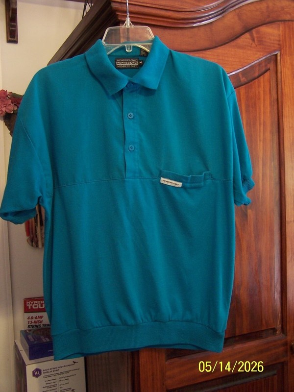 VTG Members Only 1/2 Button Up Polo Teal Collared Shirt Medium