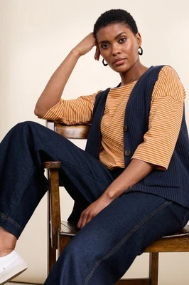 SEASALT CORNWALL Seasalt Women's Regular Swanpool Ribbed Knitted Vest Maritime