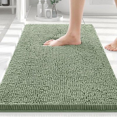Smiry Luxury Chenille Bathroom Rugs 30x20, Extra Soft 30'' X 20'', Sage Green