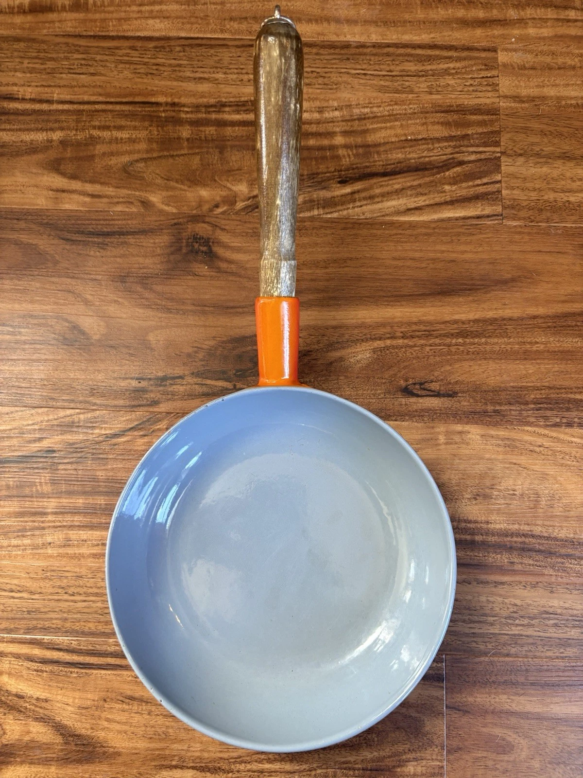 Descoware 23-A 20 K Belgium Flame Orange Cast Iron Enamel Skillet Pan NO LID 8”