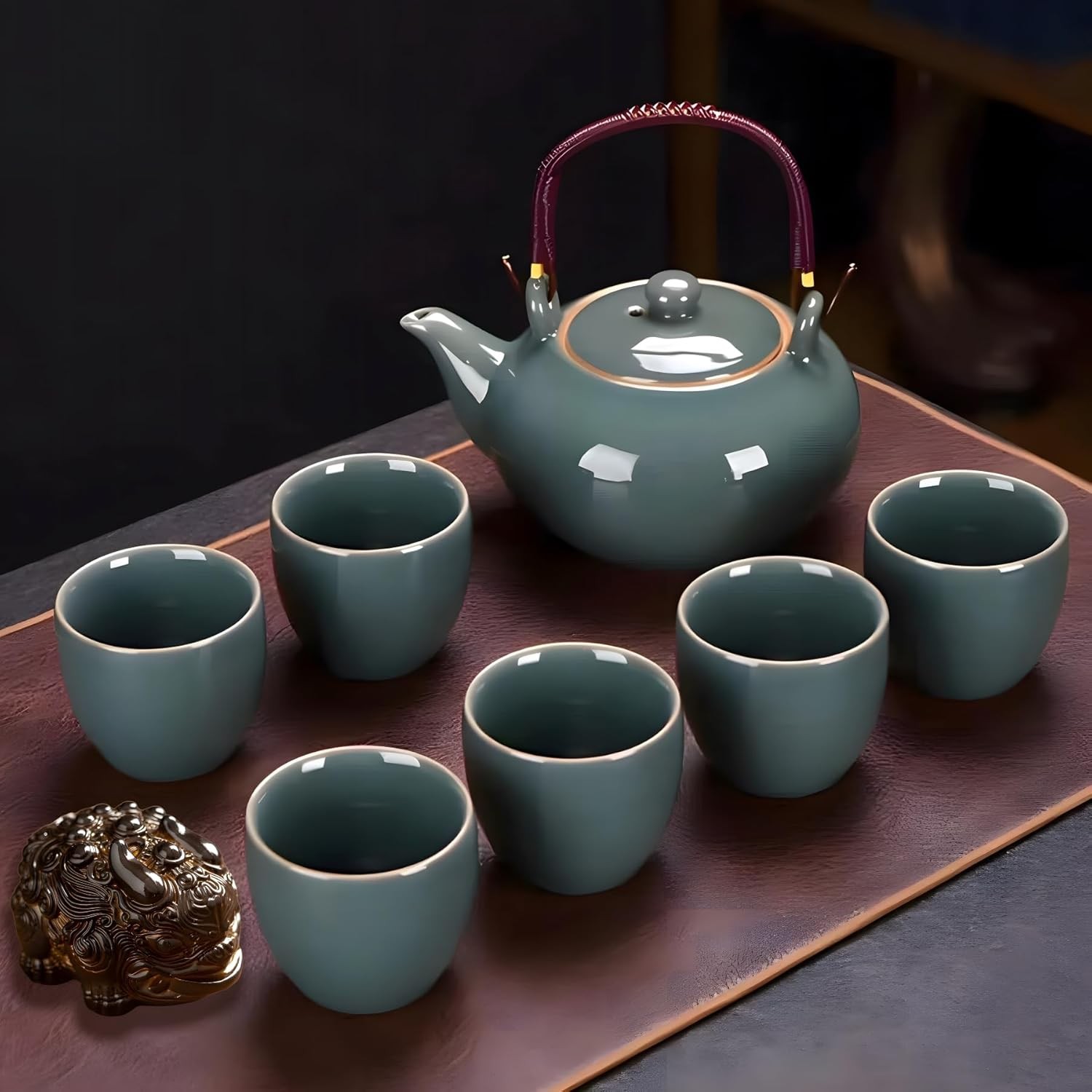 Elegant Japanese Porcelain Teapot Set with Tea Favorites for Adults