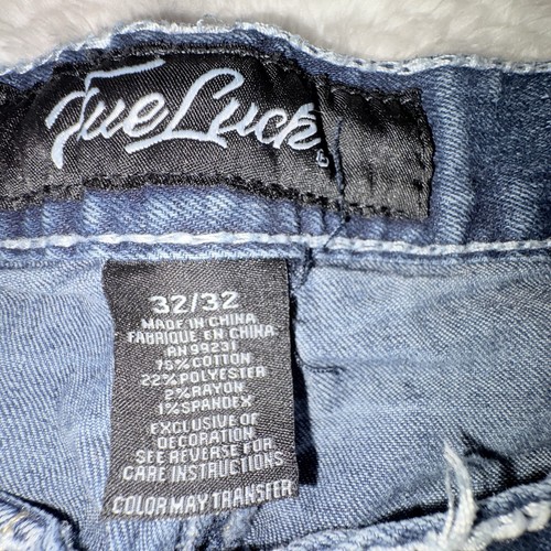 True Luck Jeans Men's 32X32 Blue Straight Western Stretch Faded Denim Casual - Picture 3 of 12