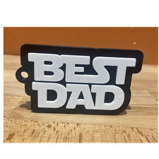 Best Dad Father s Day Modern Plastic Keychain Charm, Black White