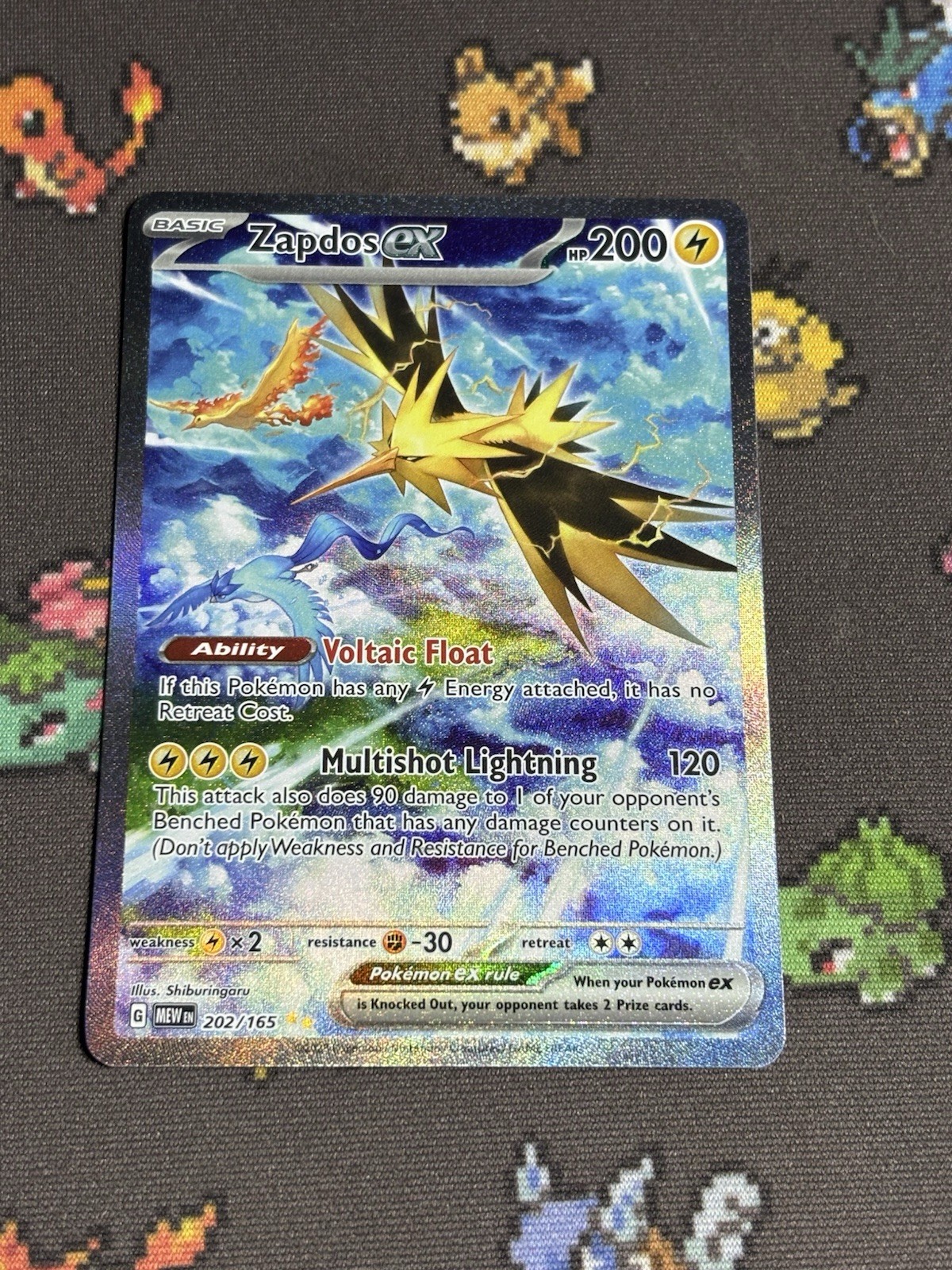 Pokemon TCG Zapdos ex 202/165 Scarlet & Violet 151 EX Illustration Rare Holo