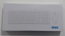 RECCAZR HS8100 Wireless Keyboard  Mouse, Plug  Play, QWERTY, White/Light Green