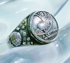 1933 Chicago World's Fair Century of Progress Sterling Silver Souvenir Ring