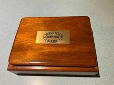 Wood Cigar Box HUPMANN WITH METAL PLAQUE 9.25X7