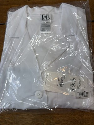 Cherokee Women's Lab Coat Size Large White Button Up Front Unisex Fit New w/Tags