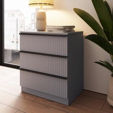 3 Drawer Chest of Drawers Ripple Design Modern Bedroom furniture Matt Grey