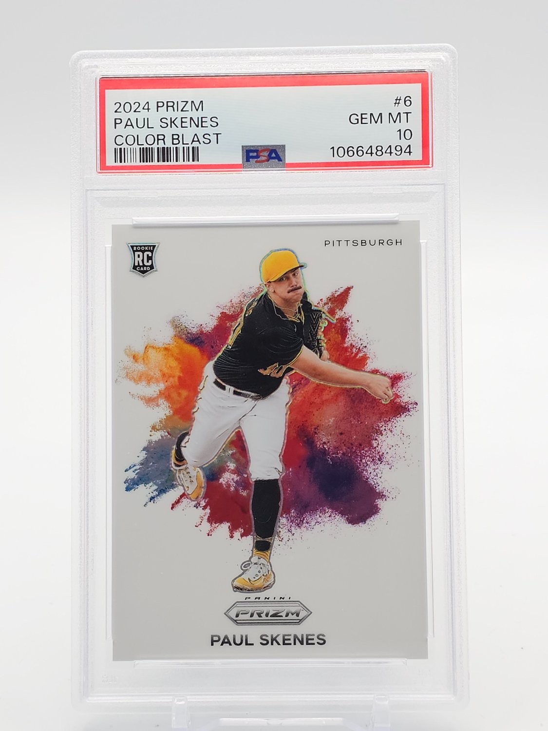 PAUL SKENES 2024 PANINI PRIZM COLOR BLAST ROOKIE RC #6 PIRATES PSA 10 Q6438