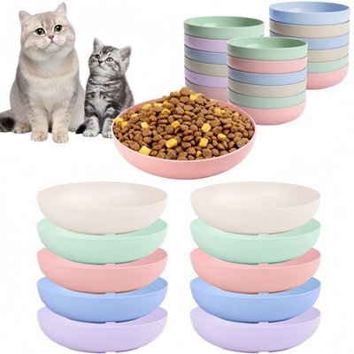 18 Pack 5.5 Inch Shallow Cat Food Dish Wheat Straw Feeding Bowls for Kittens