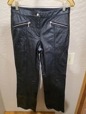 Vintage Wilsons Maxima Black Leather Pants Women's 8 Zipper Pkts in Front