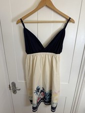Animal blue and cream beach patterned strappy beach dress Size 12