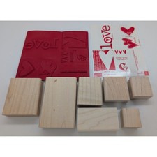 vtg Stampin Up A Light Heart 2006 Wood Mounted Rubber Stamp Set of 7 Love Valent