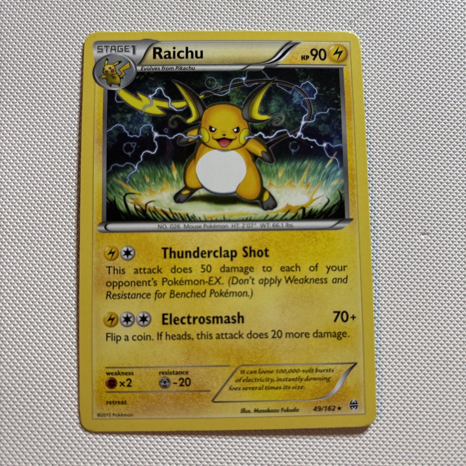 Pokemon TCG Raichu 49/162 Breakthrough Rare Pokemon Card NM