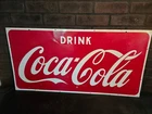 Vintage Original Coca Cola Metal Double Sided Sign - Coke - Drink Coca Cola