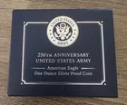 250th Anniversary U.S. Army American Eagle One Ounce Silver Proof Coin IN HAND