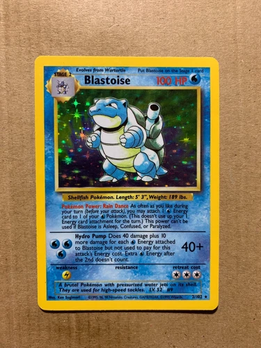 Blastoise 2/102 Base Set - Holo Pokemon Card - EX/NM