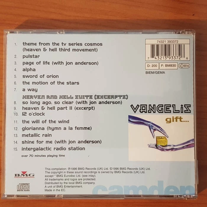 VANGELIS gift DISCTRONICS EC NM/EX (CD Album, Pop, Camden) - Bild 4 von 4