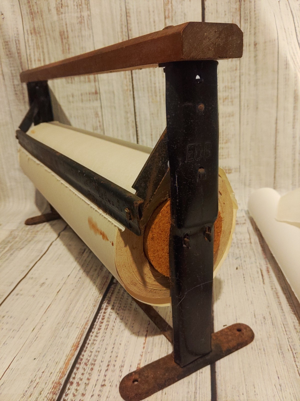 Antique General Store Butcher Paper Wrapping  Roll Cutter Dispenser Wright 18 In