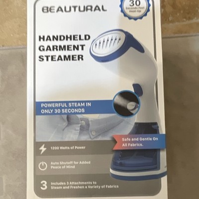 Beautural Handheld Garment Steamer 1200W Auto Shut-Off Blue White 3 Attachments