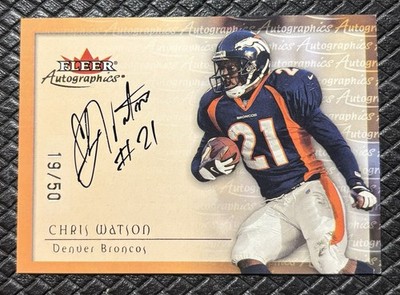 CHRIS WATSON 2000 Fleer Autographics GOLD Auto SP /50 Denver Broncos