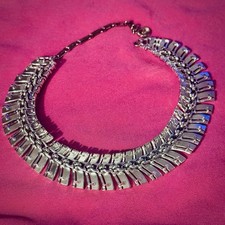 Vintage Lister Chromium Feather Choker Necklace 1950s