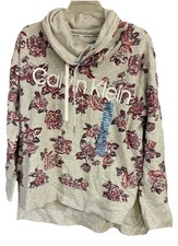 NWT Calvin Klein L large Cowl Neck Pink Logo Sweat Shirt Pull Over No Hood