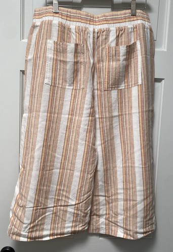 Cloth Stone Anthropologie Women’s XS Pants Linen Wide Leg Pull On Palazzo Crop - Picture 2 of 5