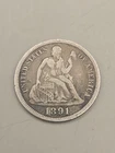 1891 Seated Liberty Silver Dime 10c