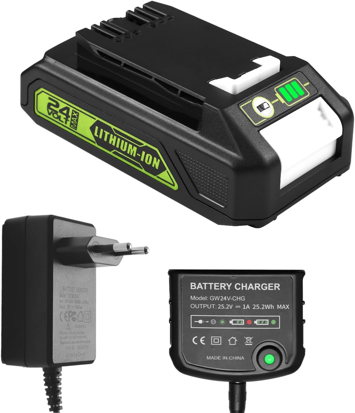 Batteria 24V 3,5Ah per Greenworks + Caricatore G24MC | Ricambio Professionale