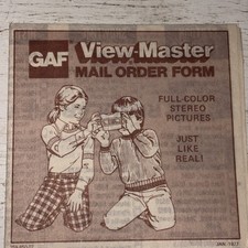 GAF View-Master Vintage Mail Order Form Jan 1977