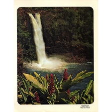 Breathtaking Waterfalls of Hawaii 1970s Retro Kitsch Wall Art Print SE8