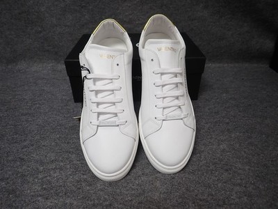NEW Valentino Benny Italian Leather Sneaker White Gold Men's Size 12 (SS72)