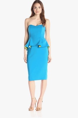 Badgley Mischka Stretch Crepe Peplum Cocktail Dress sz 2 Blue Lime Sample Sale | eBay Badgley Mischka Stretch Crepe Peplum Cocktail Dress sz 2 Blue Lime Sample Sale | eBay