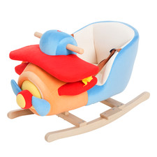 Kid's Rocking Horse Plane Seat Riding Plush Cartoon Chair w/ Seat Belt  Songs