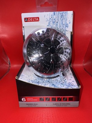 Delta Shower Head 6 Spray Settings Chrome Finish Part #75661 NIB