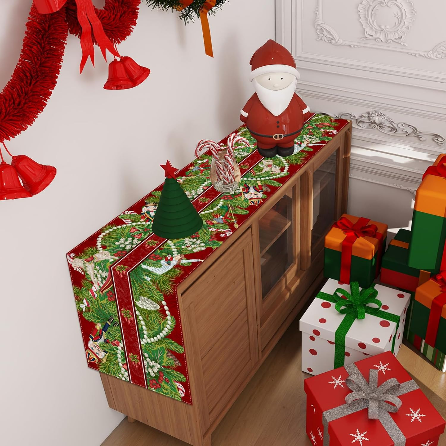 Linen Nutcracker Christmas Table Runner 72 Inches Long Nut Crackers Home Kitchen