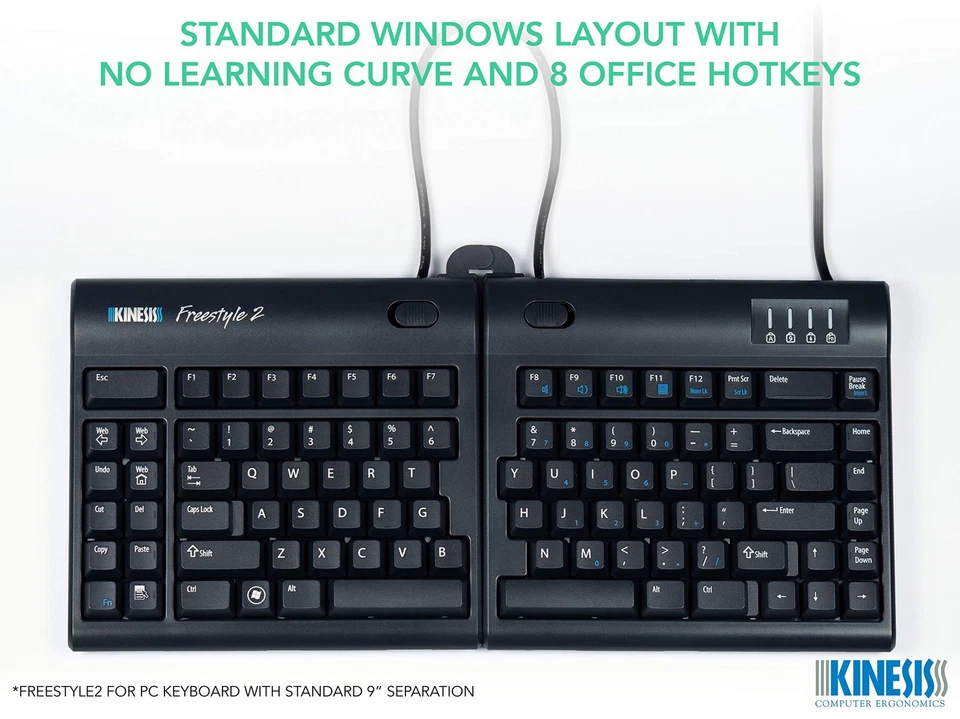 Kinesis Freestyle2 Ergonomic Split Keyboard with Tenting and Palm Supports - Image 2 of 4