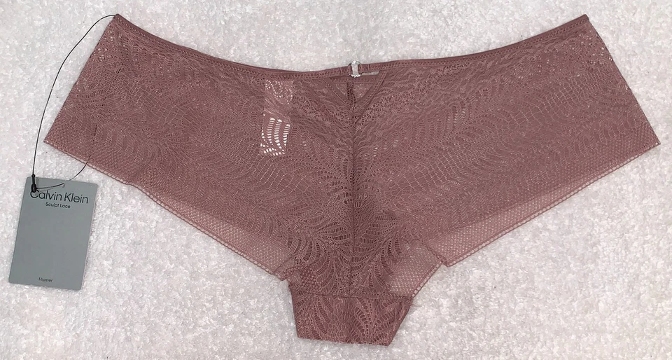 Panty CALVIN KLEIN Allover Transparente Esculpido Encaje Capri Rosa Hipster Mujer S 5 QF7550 Foto 4 de 4