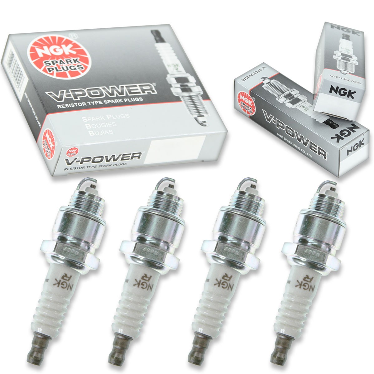 4pcs NGK 5858 V-Power XR4 Inboard Marine Spark Plug Tune Up Kit Set bl