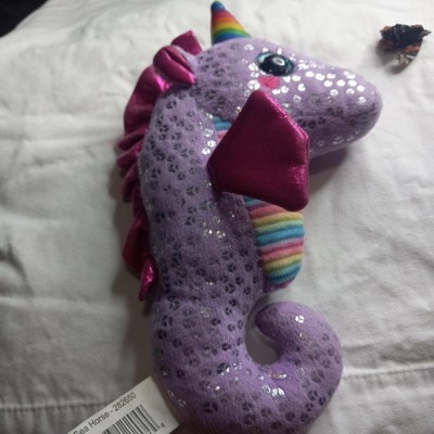 Unicorn Sea Horse Plush Toy Kids Small Purple Rainbow Sparkle Fantasy