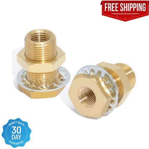 2PCS Bulkhead Brass Pipe Fitting 1/4 Inch NPT Female Thread to 1/4" NPT Female