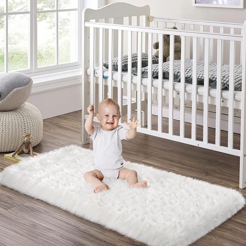 Alfombras Blancas Para Habitacion 2x4 ft Alfombras De Sala Modernas Salas Peludas Foto 3 de 4