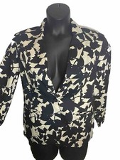 Coldwater Creek Blazer Size 12 Black White Abstract Single Button Lined