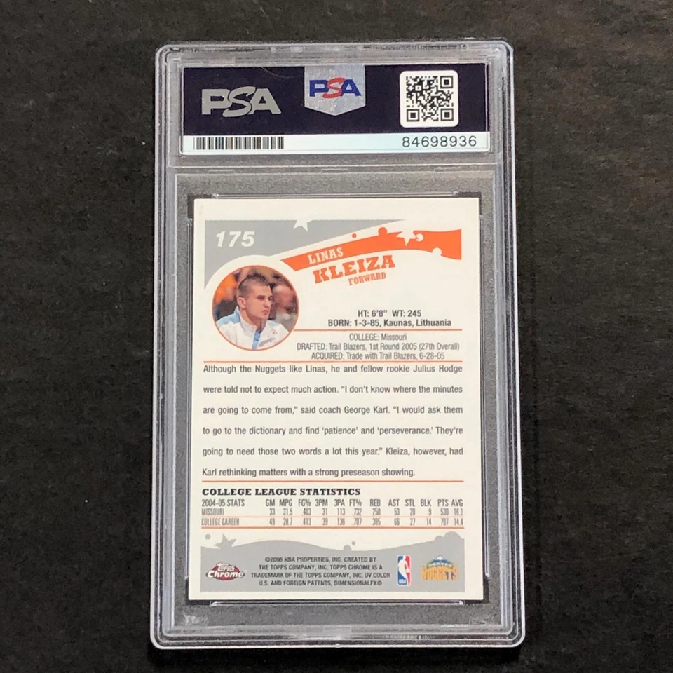 2006 Topps Chrome #175 Linas Kleiza signed Auto Card PSA/DNA Slabbed RC Nuggets - Image 2 of 2