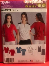 Simplicity Pattern S0284 MISSES KNIT TOPS Sz 6-14 Pleats Drapes Pocket Casual 
