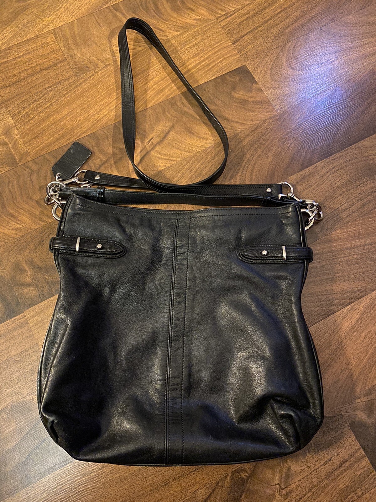 Coach Collette Black Leather Shoulder Hobo Handbag 16… Gem