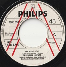 CALIFORNIA LICENCE 45: THE CAGE b/w EASTER SONG UK PHILIPS 6006052 EX 1970 PROMO